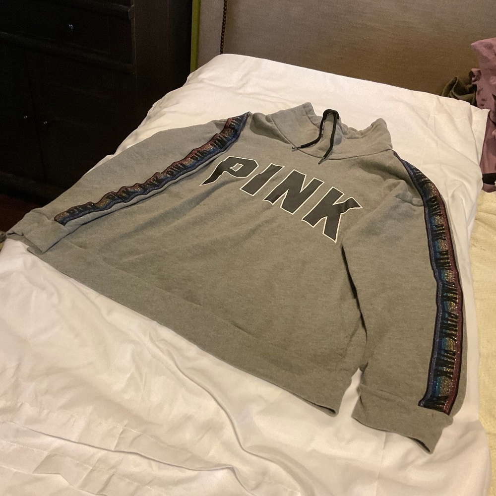 Pink Mock Turtleneck Hoodie-Medium
